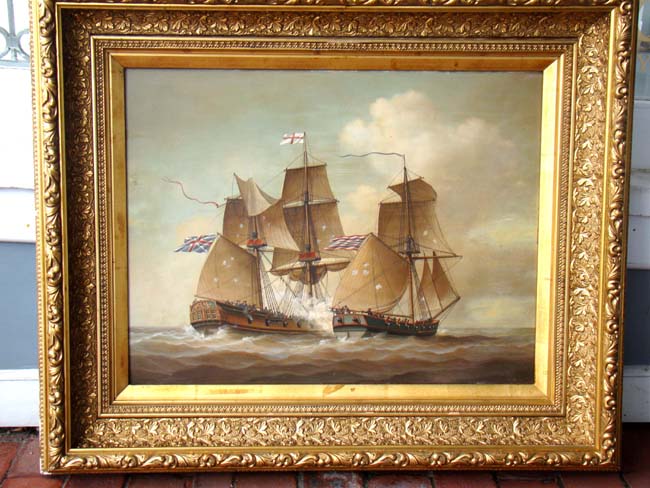 A fine LOUIS DODD Naval Battle painting